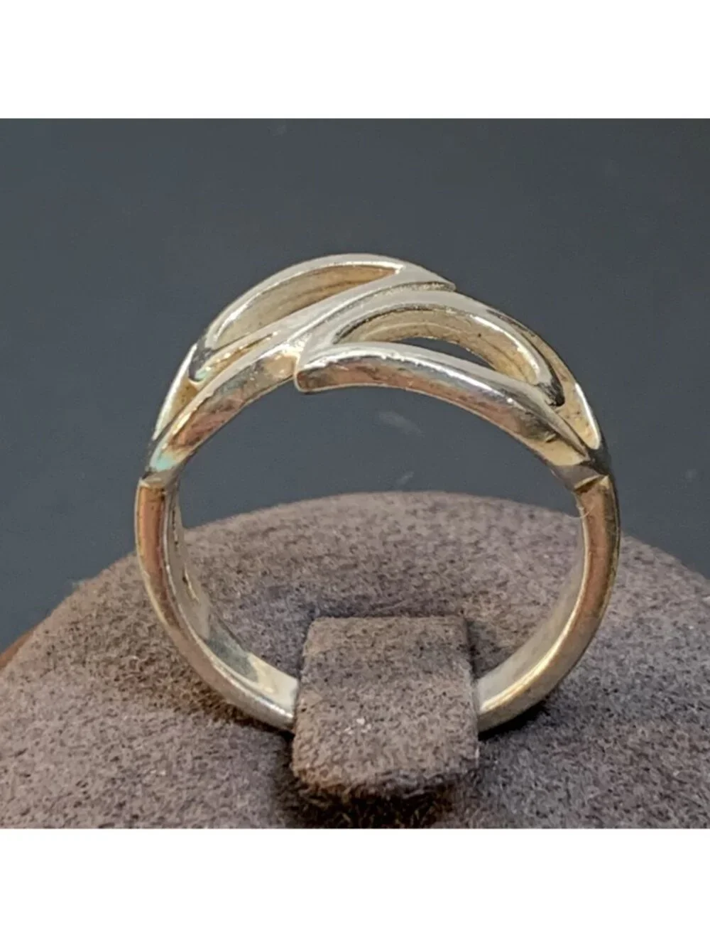 Double Teardrop Design Sterling Silver 925 Bypass Statement Ring Size 8.25